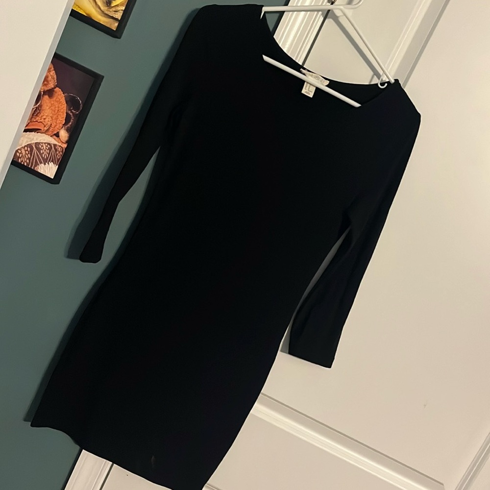 Black Stretch 3/4 Sleeve M Dress